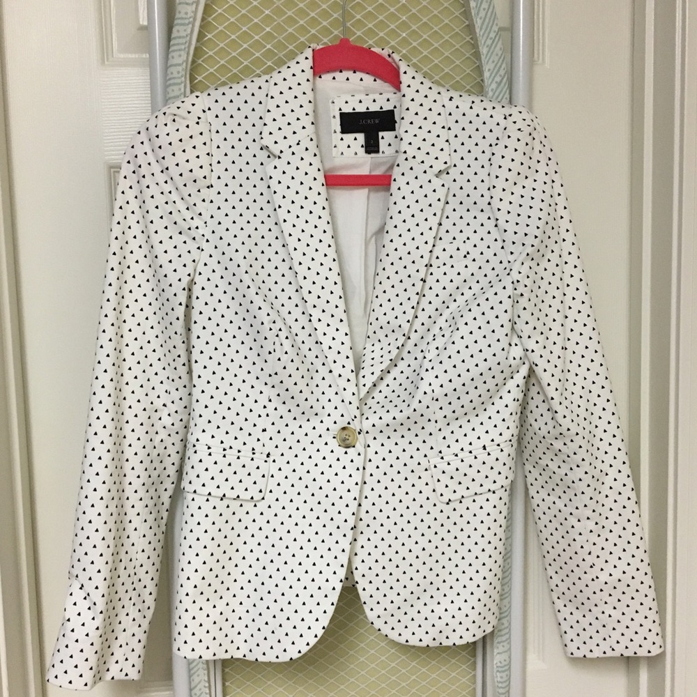 J. Crew White Polka Dot Blazer